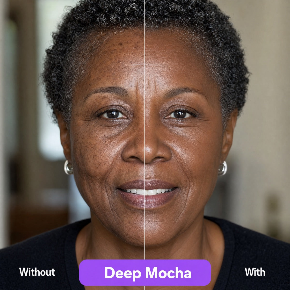 Glow Rewind Deep Mocha shade — before and after