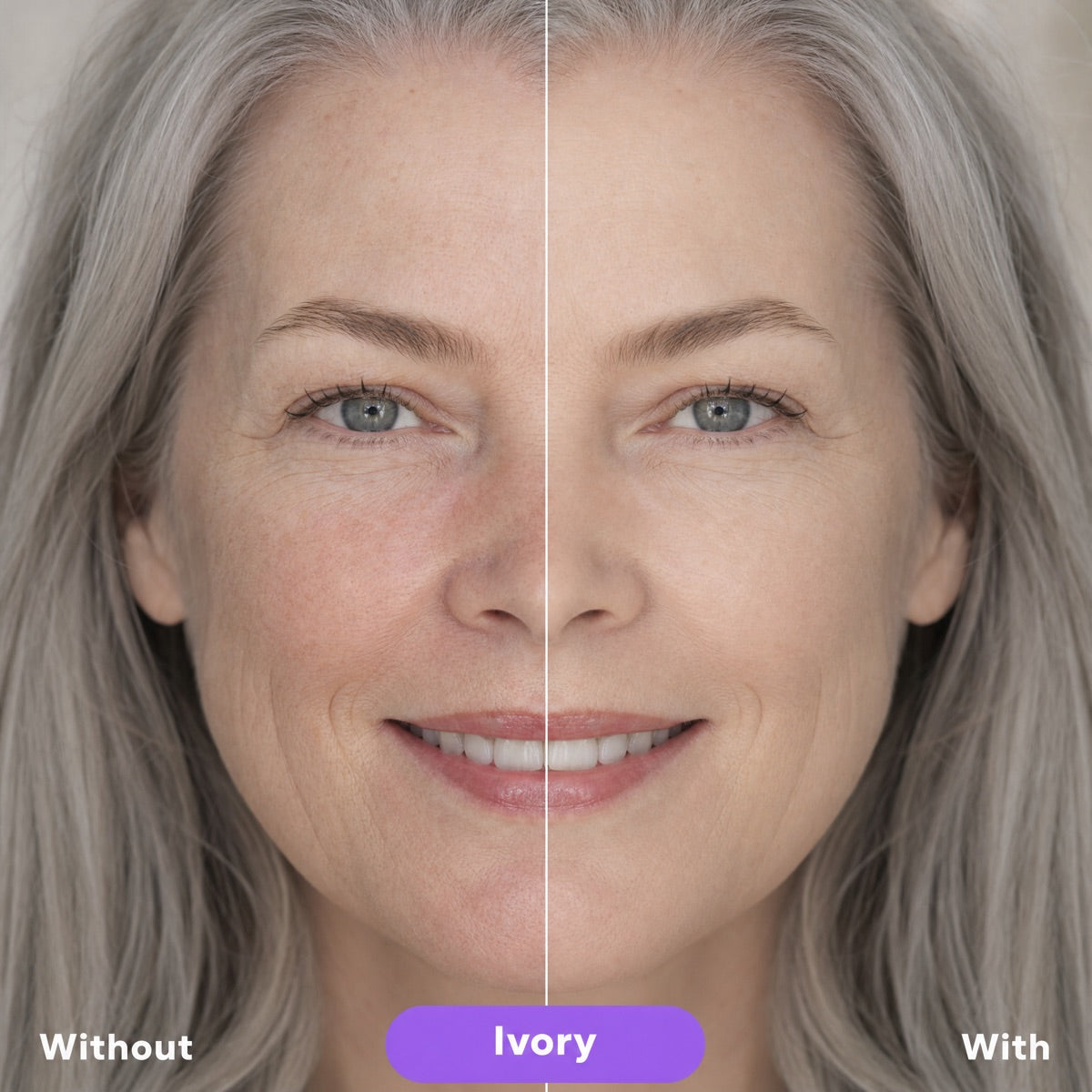 Glow Rewind Ivory shade — before and after