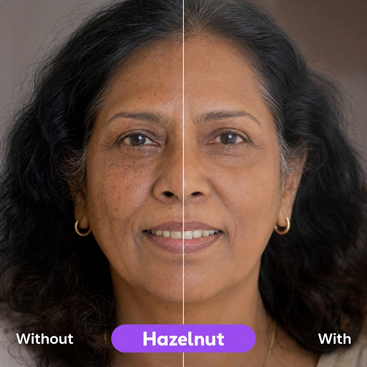 Glow Rewind Hazelnut shade — before and after