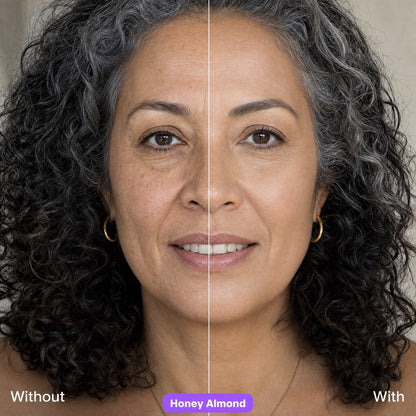 Glow Rewind Honey Almond shade — before and after